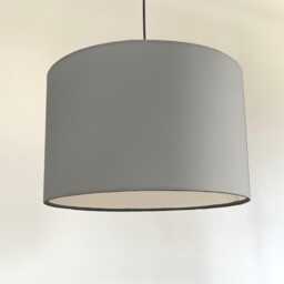 Grey Cotton Drum Lampshade Silver Grey Ceiling Shade - thumbnail 1