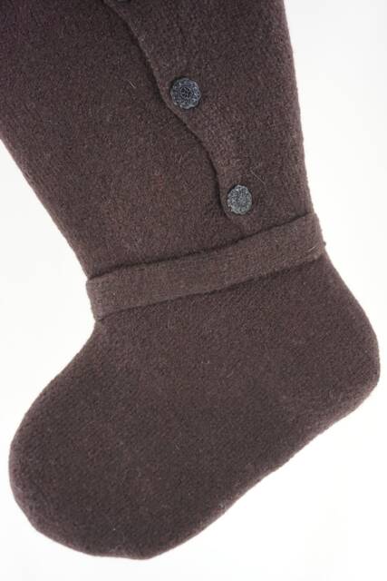 Christmas Stocking Sock Felted Wool Dark Chocolate Brown Buttons Repurposed Recycled Upcycled Ooak 127 - image 1
