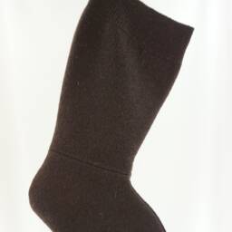Christmas Stocking Sock Felted Wool Dark Chocolate Brown Buttons Repurposed Recycled Upcycled Ooak 127 - thumbnail 3