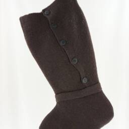 Christmas Stocking Sock Felted Wool Dark Chocolate Brown Buttons Repurposed Recycled Upcycled Ooak 127 - thumbnail 2