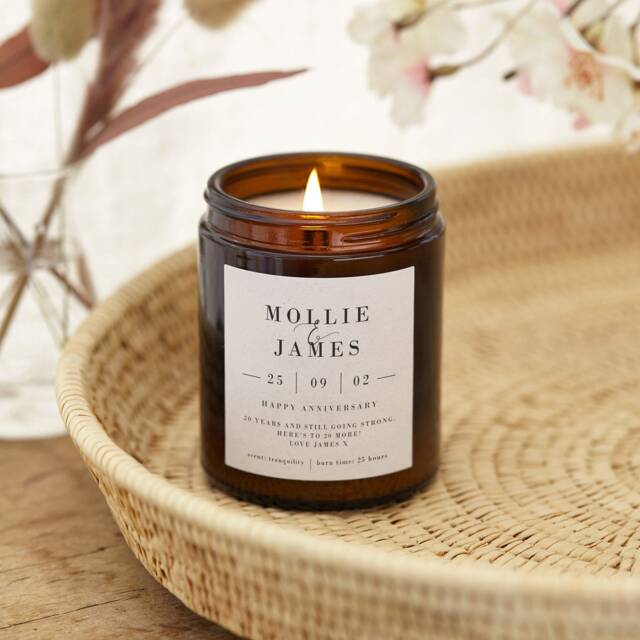 Personalised 20Th Anniversary Candle Apothecary Jar, Soy Wax - image 1