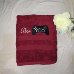 Personalised Gaming Controller Bath Towel Custom Name Embroidery - thumbnail 4