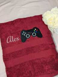 Personalised Gaming Controller Bath Towel Custom Name Embroidery