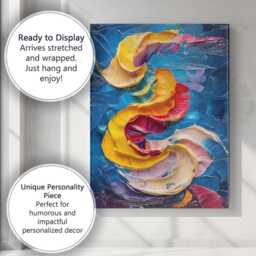 Colourful Flowing Ribbon Abstract Impasto Painting Canvas Wall Art Print Decor Picture Ready To Hang - thumbnail 3