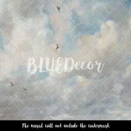 Cloudy Sky Watercolor Removable Wallpaper, Peel & Stick, Wall Decal, Reusable, Repositionable, Self Adhesive, Covering, Art #96 - thumbnail 4