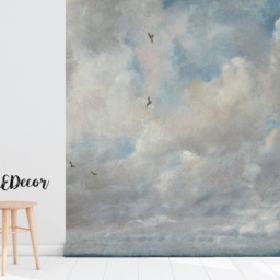 Cloudy Sky Watercolor Removable Wallpaper, Peel & Stick, Wall Decal, Reusable, Repositionable, Self Adhesive, Covering, Art #96 - thumbnail 3
