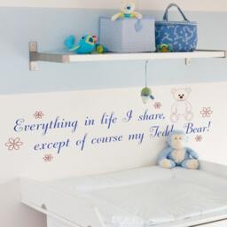 Teddy Bear Wall Quote, Decals - Tattoo Art Quote Home Decor Nursery- Baby - thumbnail 2