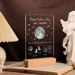 Personalized Moon Phase Night Light, First Father Gift For Dad Papa, Custom Acrylic Plaque, Led Dector Lamp, The We Met - thumbnail 3