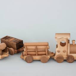 Baby Christmas Gift - Wooden Train Set Toy For Toddler, Locomotive Car Toy, Montessori Toys Boys Girls Birthday Gift, Push - thumbnail 3