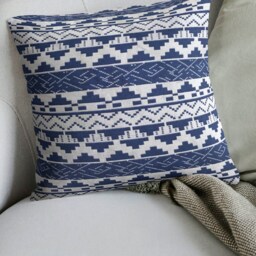"Mexican Blue/White Cushion Covers - Ethnic Woven Throw Pillow 18""/20" - thumbnail 3