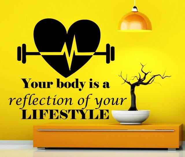 Sport Wall Decals Body Is Reflection Of Lifestyle Quote Decal Bodybuilder Vinil Stickers Muscle Fitness Decor Gym Art Cc10 - image 1