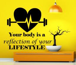 Sport Wall Decals Body Is Reflection Of Lifestyle Quote Decal Bodybuilder Vinil Stickers Muscle Fitness Decor Gym Art Cc10 - thumbnail 1
