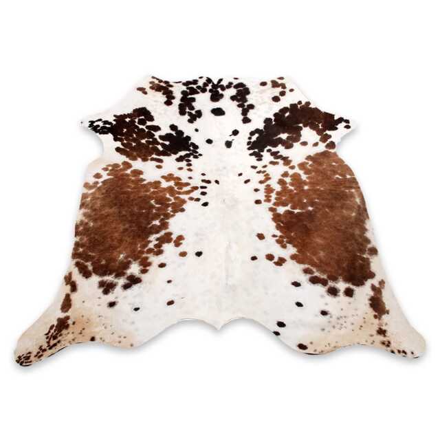 Dark Brown & White Cowhide Rug Rustic Hair-On Leather Area Rug - 78 X 66 Inches - image 1