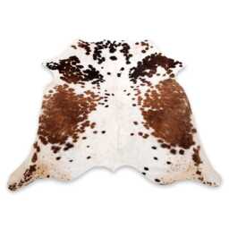 Dark Brown & White Cowhide Rug Rustic Hair-On Leather Area Rug - 78 X 66 Inches - thumbnail 1