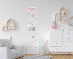 Personalised Unicorn Rainbow Growth Chart Height Chart, Wall Decal, Vinyl Sticker, Ruler, New Baby Girl Boy Gift Stocking Filler, Pink Grey - thumbnail 1