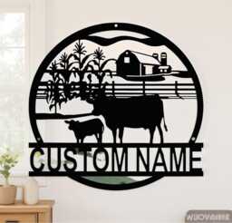 Personalized Cow Metal Sign, Cow Cattle Wall Art, Custom Farm Ranch Decor, Cows Gift, Cow Farmhouse Decor, Cow Farmer Sign - thumbnail 1