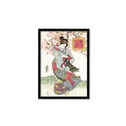 Japanese Art Geisha Sakura Framed Mounted Ukiyo-E Wall Decor Print Poster Woodblock Keisai Eisen Maiko Bijin Cherry Blossoms Beautiful A2 A3 - thumbnail 2