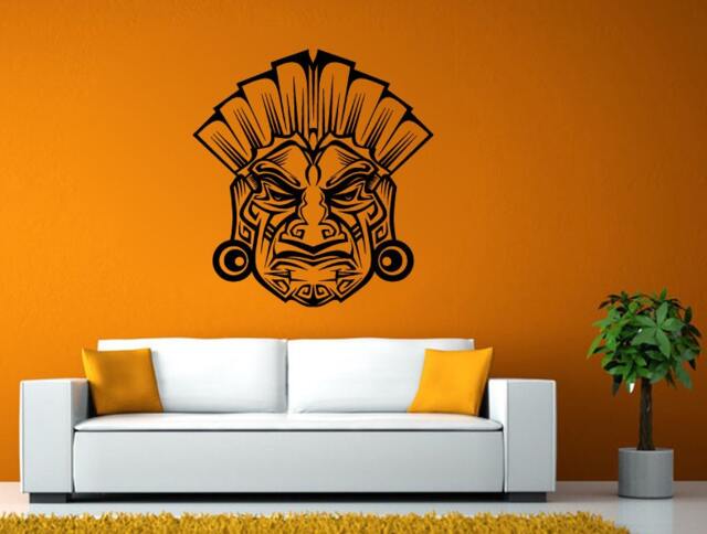 Ancient Aztek Mask Ceremony Tradition Wall Or Window Sticker Decal Vinyl Fathead Mural Decor L1986 - image 1