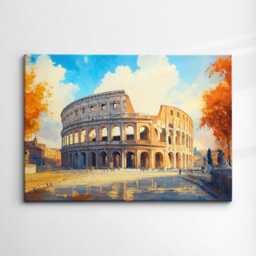 The Colosseum Rome City Landmark Oil Painting Style Wall Art Framed Calming Canvas Poster Print Home/Office Room Decor Gifts - thumbnail 3