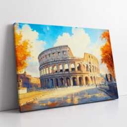 The Colosseum Rome City Landmark Oil Painting Style Wall Art Framed Calming Canvas Poster Print Home/Office Room Decor Gifts - thumbnail 2