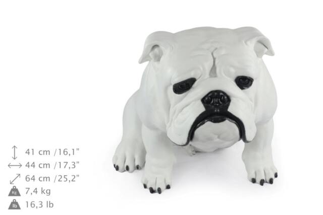 English British Bulldog, White, Dog Natural Size Statue, Limited Edition, Artdog - image 1