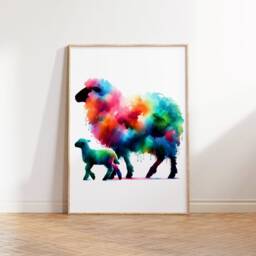 Sheep Print Set - 3 Watercolour Posters - Farm Prints Paintings Watercolor Present Gifts Artwork Picture Decor Lamb Wall Art - thumbnail 2