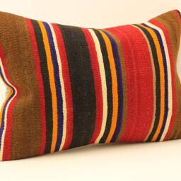 Kilim Lumbar Pillowcover, 16x24 Turkish Textile Cushion Hand Made Decorative Home Design Throw Pillow Case Sofa Boho Pillow, 4Kaf-32 - thumbnail 2
