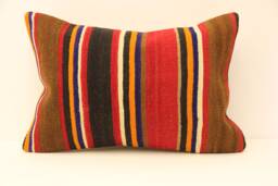 Kilim Lumbar Pillowcover, 16x24 Turkish Textile Cushion Hand Made Decorative Home Design Throw Pillow Case Sofa Boho Pillow, 4Kaf-32 - thumbnail 1