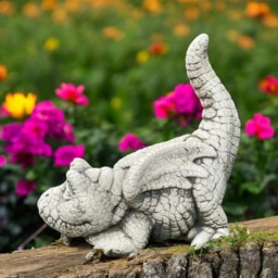Concrete Dragon Statue Stone Mythical Creature Figurine Garden Sculpture Fantasy Yard Ornament Cement Decor Gift For Lover - thumbnail 3