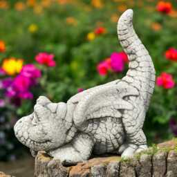 Concrete Dragon Statue Stone Mythical Creature Figurine Garden Sculpture Fantasy Yard Ornament Cement Decor Gift For Lover - thumbnail 4