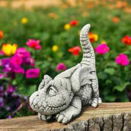 Concrete Dragon Statue Stone Mythical Creature Figurine Garden Sculpture Fantasy Yard Ornament Cement Decor Gift For Lover - thumbnail 2