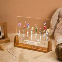 Mum's Garden Night Light, Custom Birth Month Flower With Kids Names Personalized Gift For Mom Nana Grandma Gifts Birthday - thumbnail 3