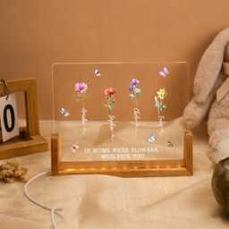 Mum's Garden Night Light, Custom Birth Month Flower With Kids Names Personalized Gift For Mom Nana Grandma Gifts Birthday - thumbnail 1