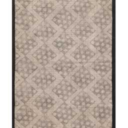 Hand Block Print Diamond Geometric Cotton Rug, Boho Area Black Brown Runner - thumbnail 3