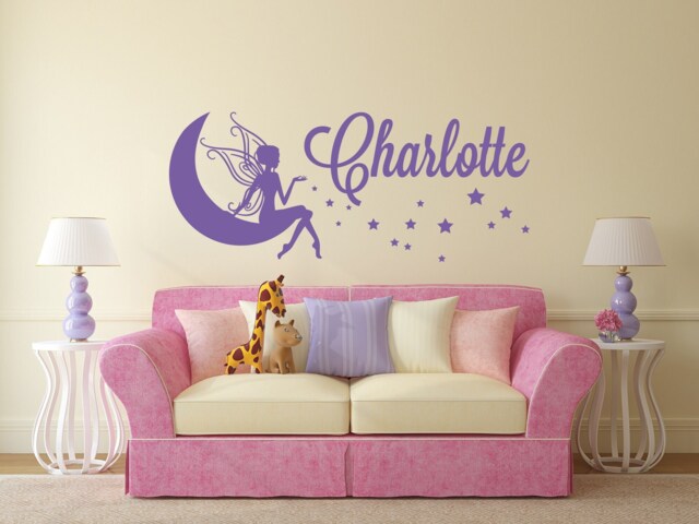 Personalized Fairy Name Wall Decal Girl's Bedroom Decor P12 - image 1