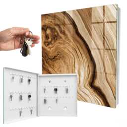 Waves Of Wood Wall Mounted Key Cabinet, Brown Industrial Box, Abstract Textures, For Lovers Nature & Harmony - thumbnail 2