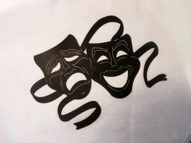 "Metal Theater Masks Wall Hanging, Silhouette 15"" X 10" - image 1