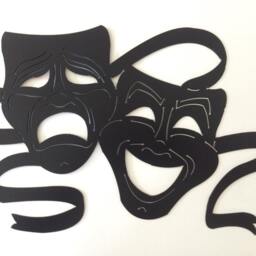 "Metal Theater Masks Wall Hanging, Silhouette 15"" X 10" - thumbnail 2