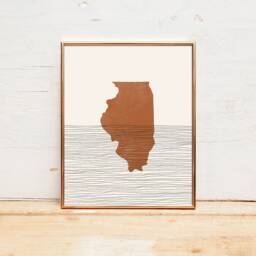 Boho Decor - Illinois Mid Century Wall Art, Minimalist Art & Abstract Print, Map Print - thumbnail 2