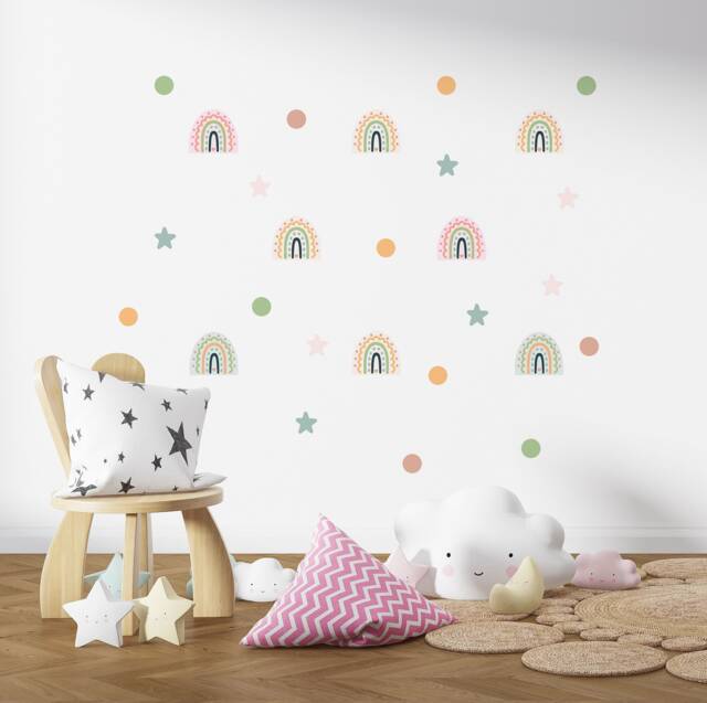 Rainbow Wall Decals Boho Nursery Decor, Polka Dot Stickers - image 1