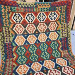 6??8 Ft Colorful Afghan Kilim Rug - Handmade Tribal Geometric Wool Flatweave Carpet - thumbnail 3