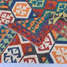 6??8 Ft Colorful Afghan Kilim Rug - Handmade Tribal Geometric Wool Flatweave Carpet - thumbnail 4