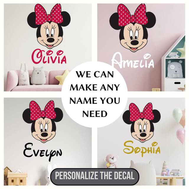 Girl Name Wall Decal Minnie Mouse Personalized Baby Decor Toy Box Vinyl Decals Sticker Custom Nursery Girls Room - image 1
