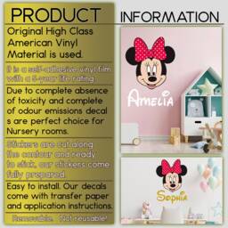 Girl Name Wall Decal Minnie Mouse Personalized Baby Decor Toy Box Vinyl Decals Sticker Custom Nursery Girls Room - thumbnail 3