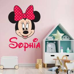 Girl Name Wall Decal Minnie Mouse Personalized Baby Decor Toy Box Vinyl Decals Sticker Custom Nursery Girls Room - thumbnail 2