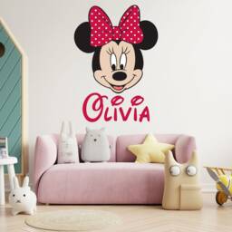 Girl Name Wall Decal Minnie Mouse Personalized Baby Decor Toy Box Vinyl Decals Sticker Custom Nursery Girls Room - thumbnail 4