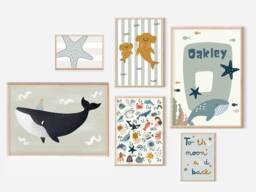 Set Of Ocean Prints For A Child's Room Or Nursery, Including An Alphabet & Personalised Initial Print - Prints Only, Unframed - thumbnail 1