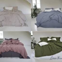 Handmade Stone Washed Linen Duvet Cover - Rustic Reversible Bedding - thumbnail 2
