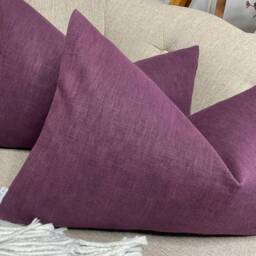 "Cotton Blend Cushion Cover, Purple Plain Pillow Sofa Throw Pillow, Scatter Lumbar Size 12"" X 20" - thumbnail 2