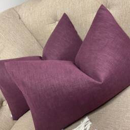 "Cotton Blend Cushion Cover, Purple Plain Pillow Sofa Throw Pillow, Scatter Lumbar Size 12"" X 20" - thumbnail 3